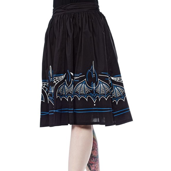 Sourpuss Dresses & Skirts - Batty Pinstripe Circle Swing Skirt Halloween NWT
